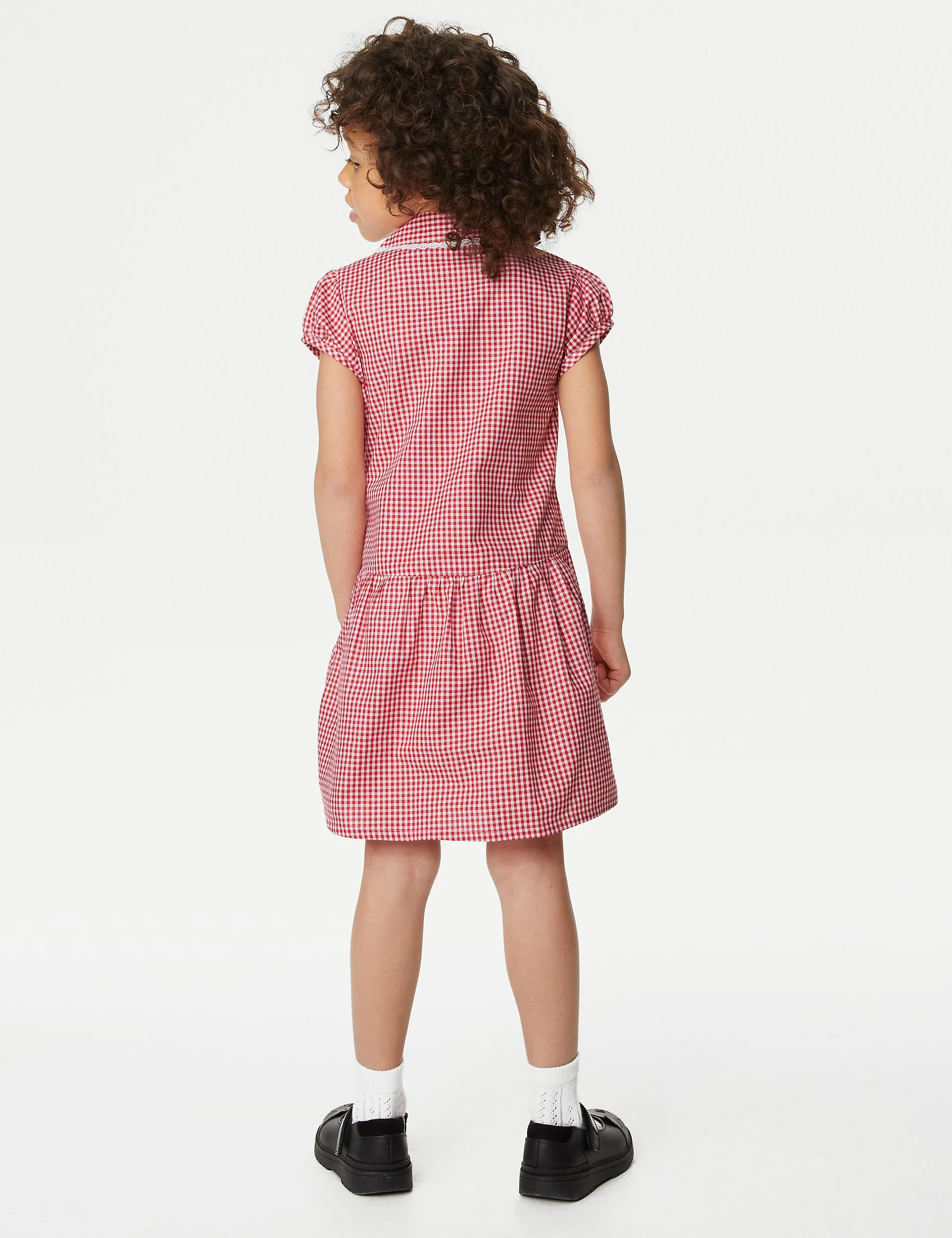 2 Pack Gingham Cotton School Dresses for Girls (2-14 Years) Marks & Spencer ,  red