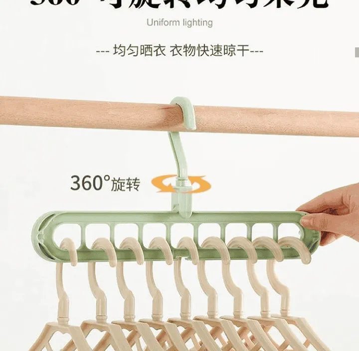 360˚ Degree 9 Multi-Port Support Hanger, Space Saving Cloth Hanger