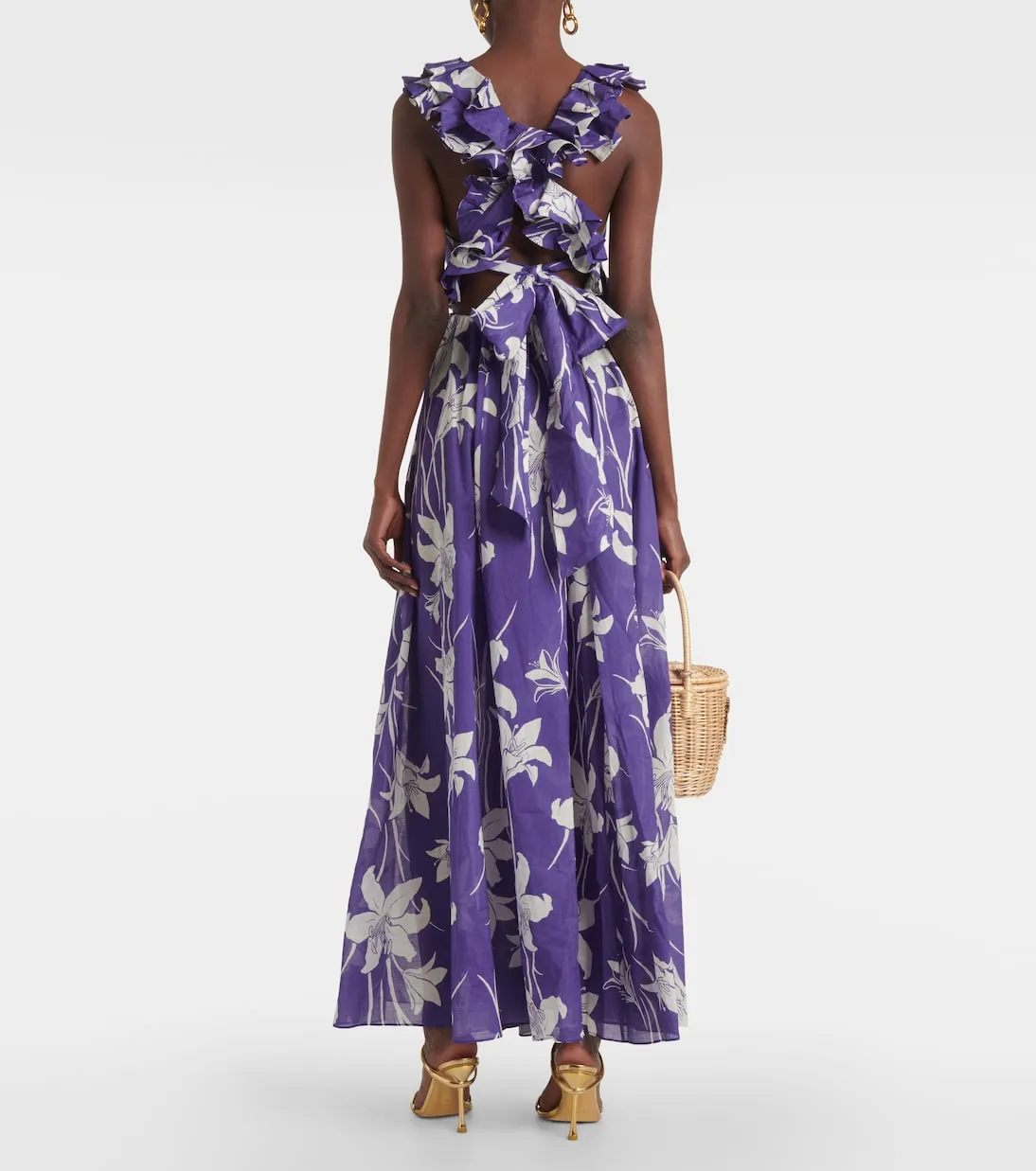 acadian Zimmermann floral cotton maxi dress, blue