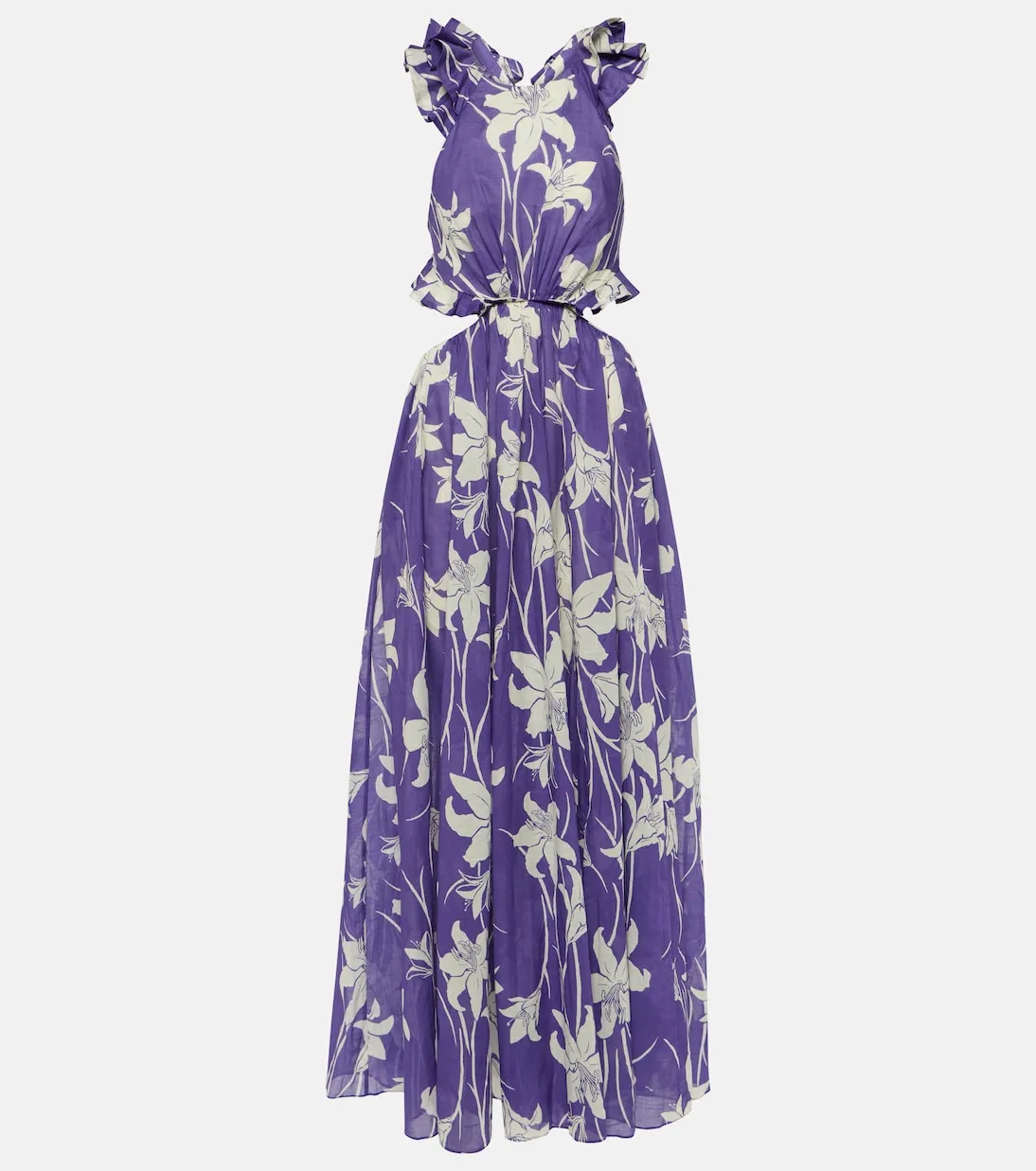 acadian Zimmermann floral cotton maxi dress, blue