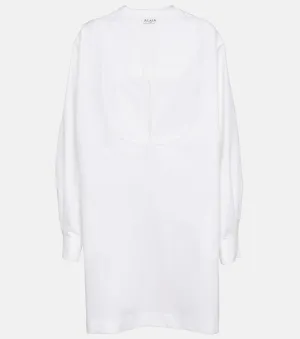 ALAÏA cotton poplin mini dress, white