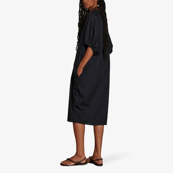 Alger cotton midi dress with slit pockets Soeur, color noir