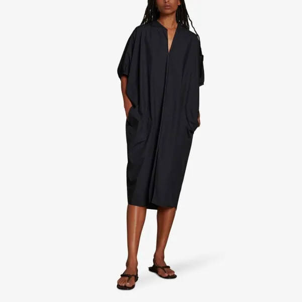 Alger cotton midi dress with slit pockets Soeur, color noir