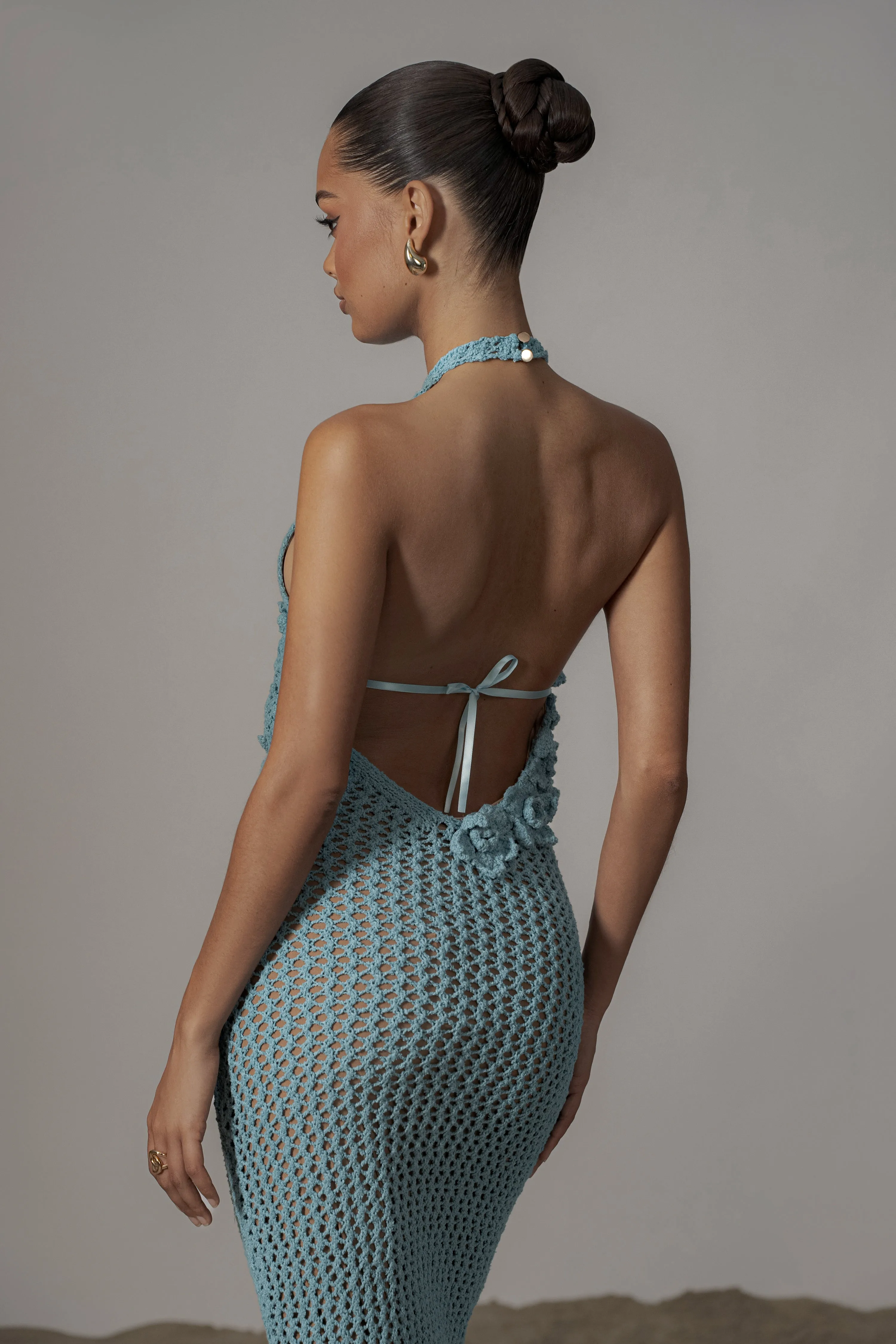 Aqua Paradise Crochet Maxi Dress