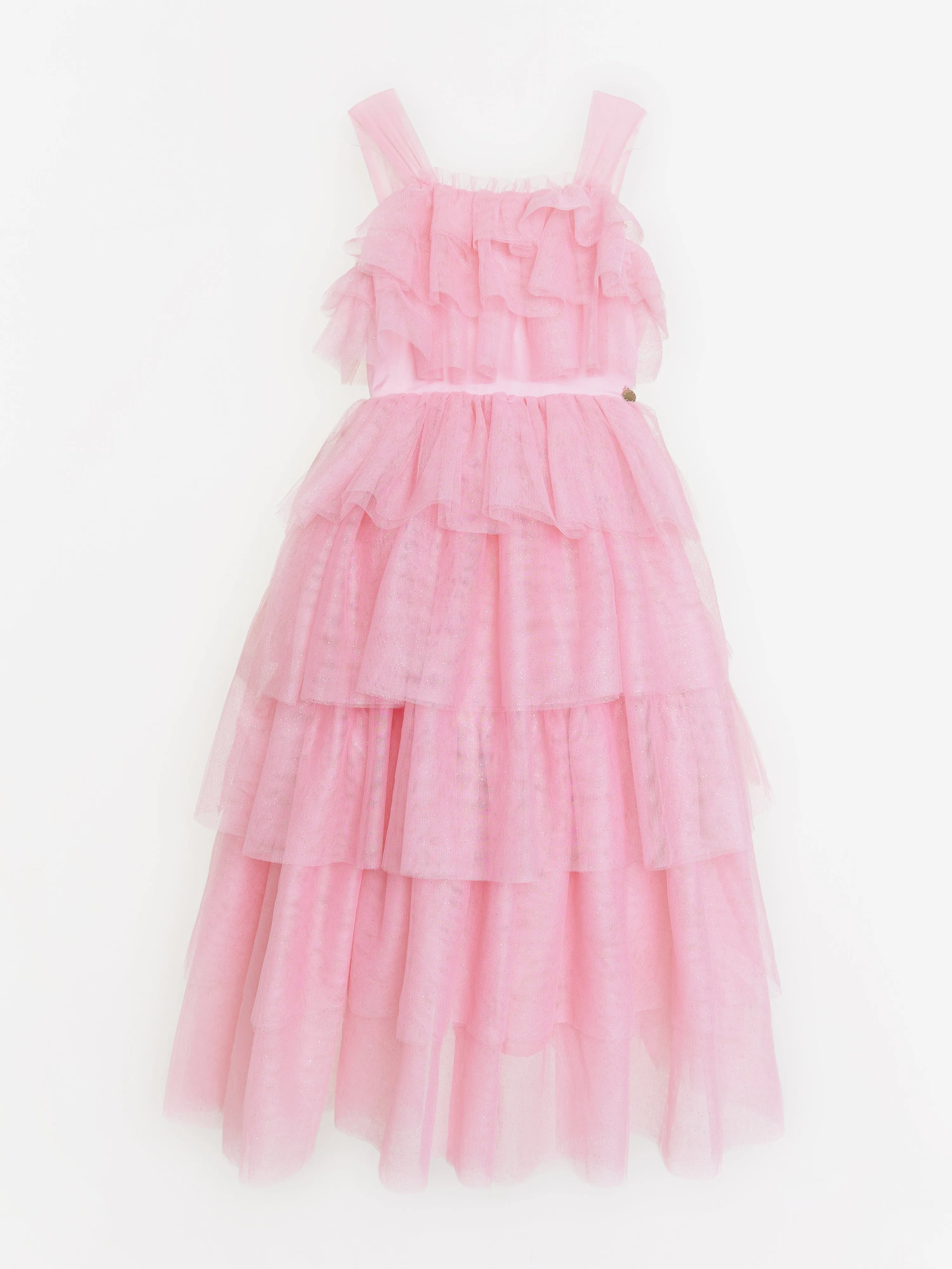 BCBG Girls Maxi Micro Plisse Tulle Dress in Pink