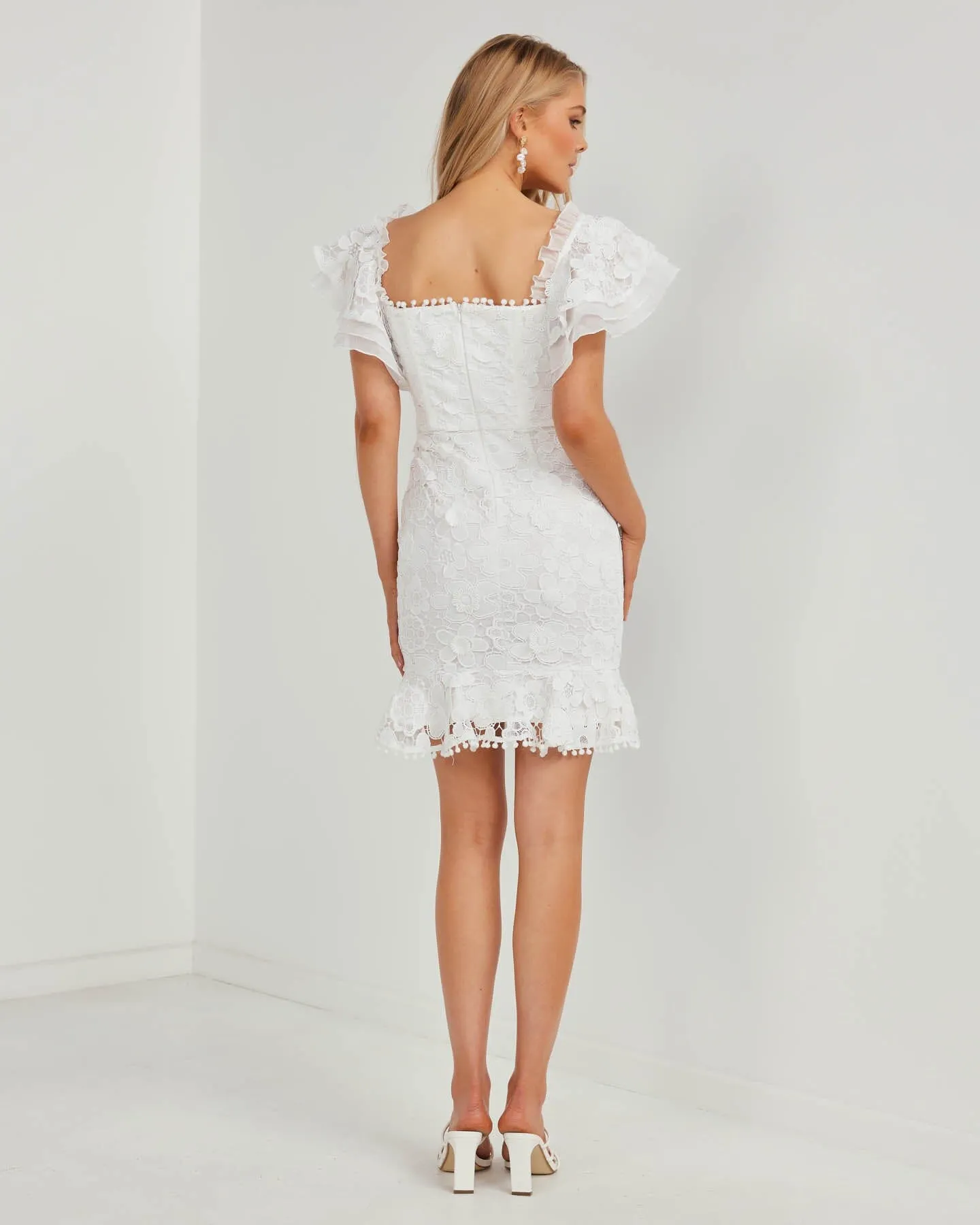 BEATA Mini Lace Dress - White