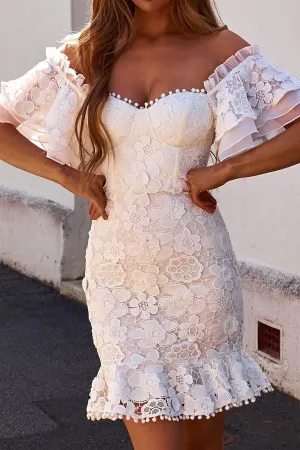 BEATA Mini Lace Dress - White