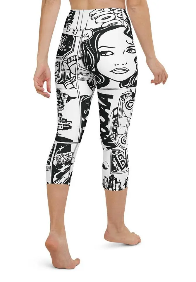 Black & White Comic Book Yoga Capris