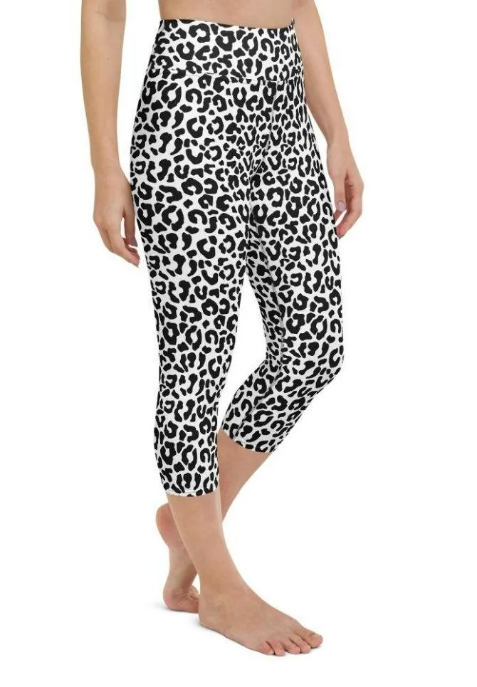 Black & White Leopard Yoga Capris