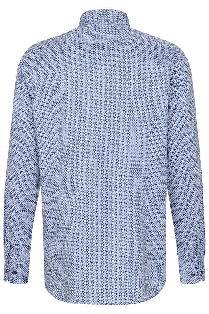 Bugatti - Botton Down Shirt Geometric Print Shirt Blue