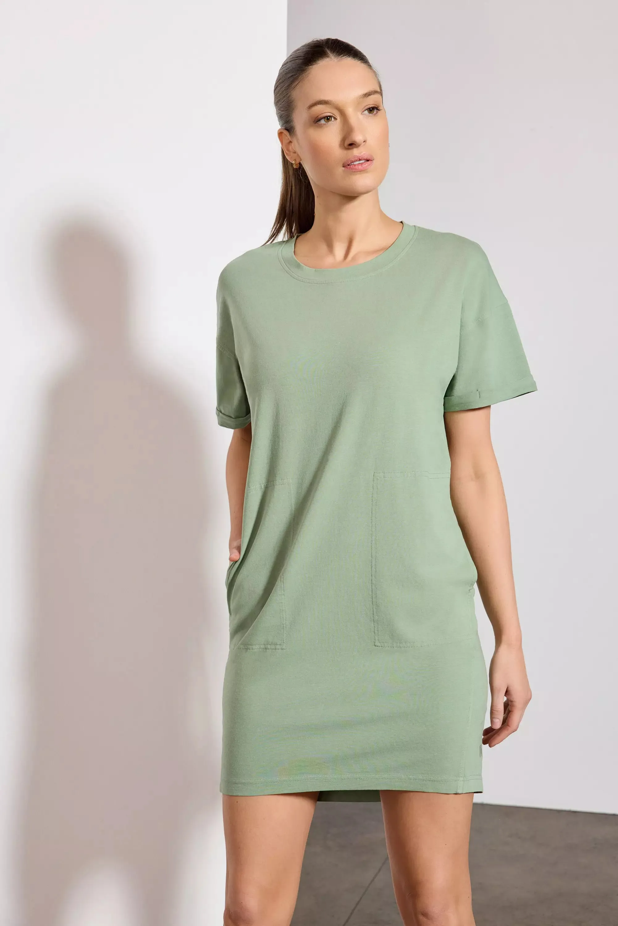 Calm T-Shirt Dress - Hedge Green