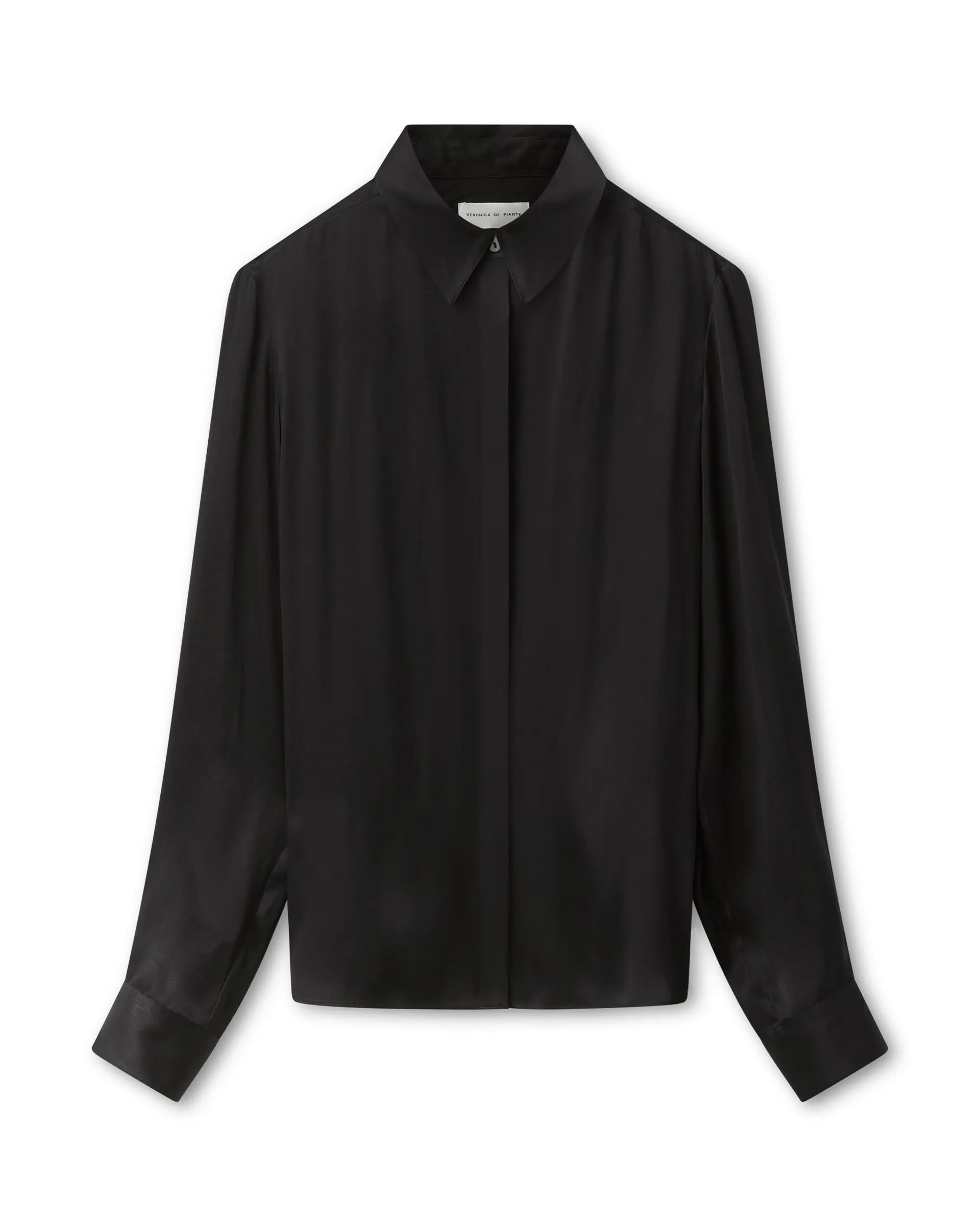 Camille Shirt in Washed Silk, Black