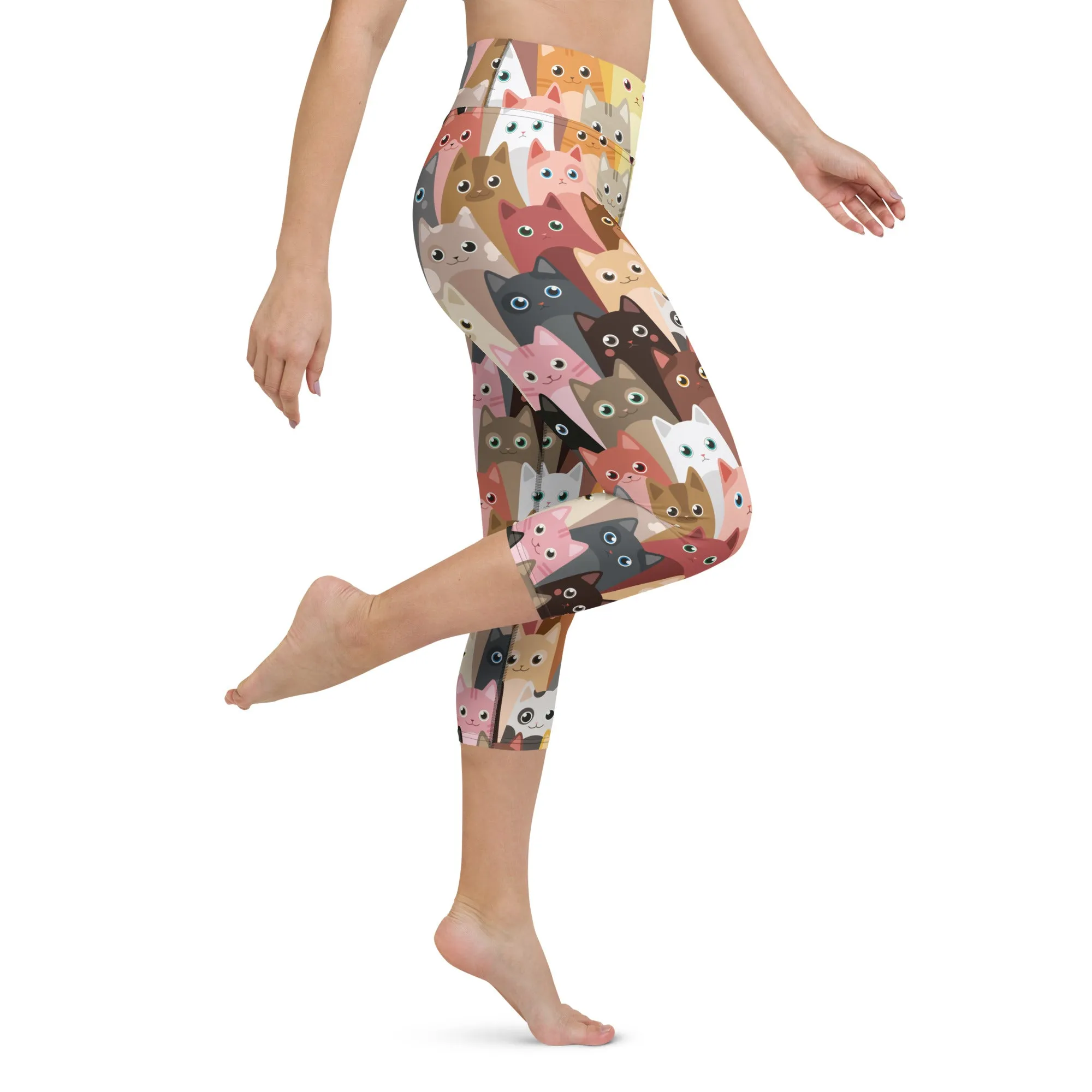 Cartoon Cats Yoga Capris