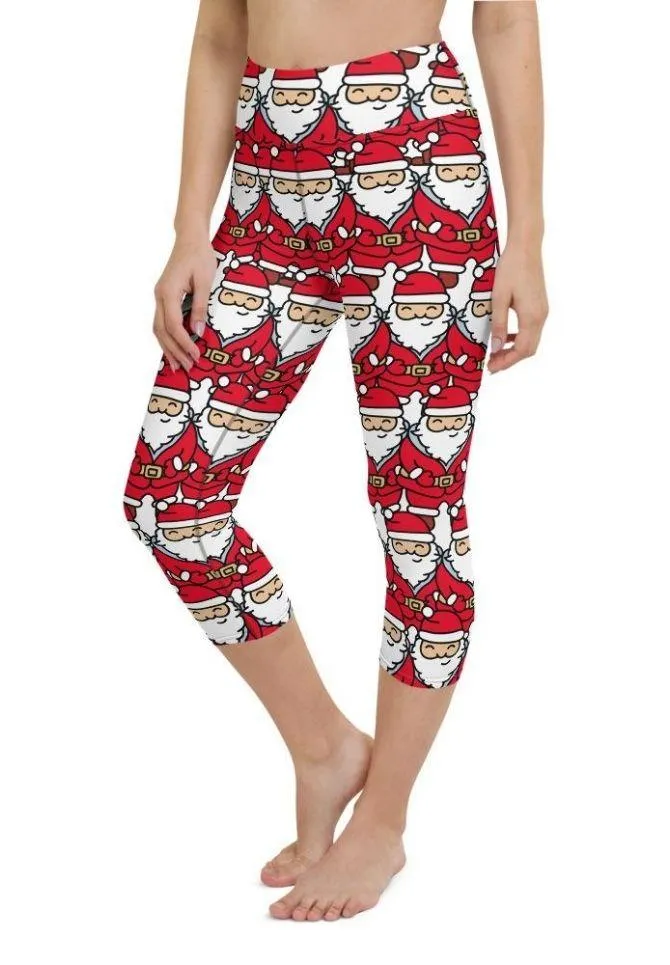 Cartoon Santa Yoga Capris