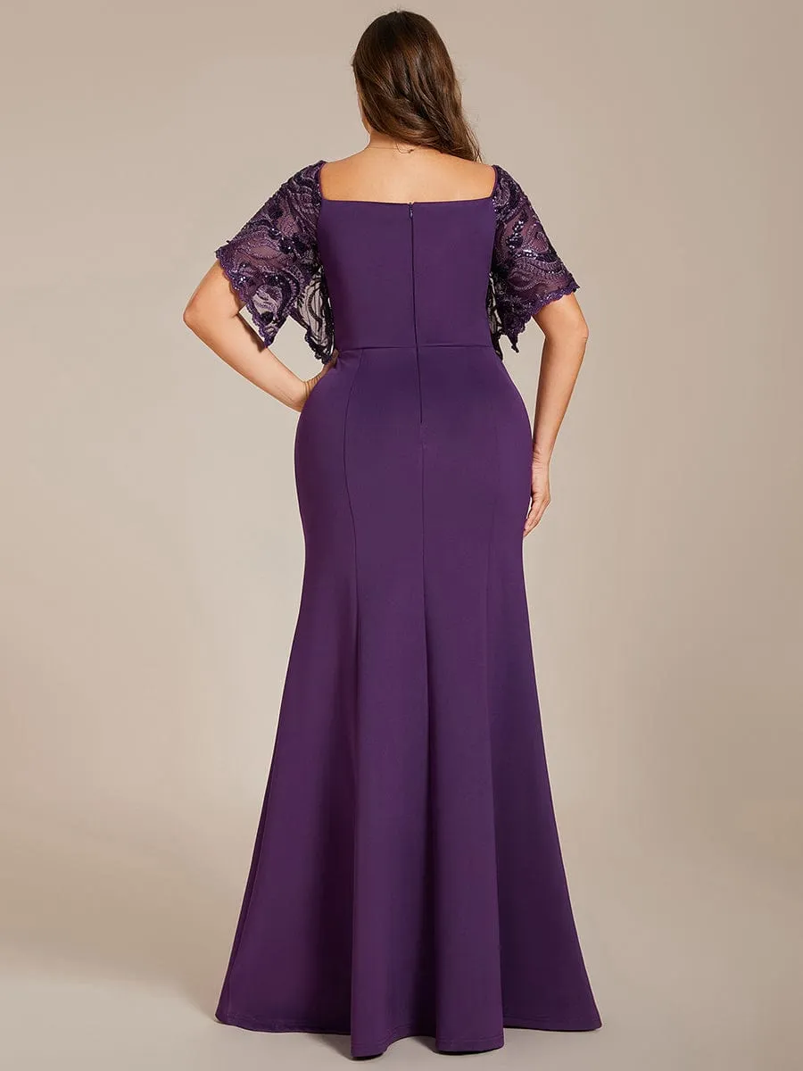 Cecil | Elegant Plus Size V Neck Fishtail Evening Dress for Women