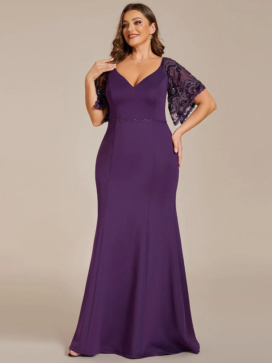 Cecil | Elegant Plus Size V Neck Fishtail Evening Dress for Women