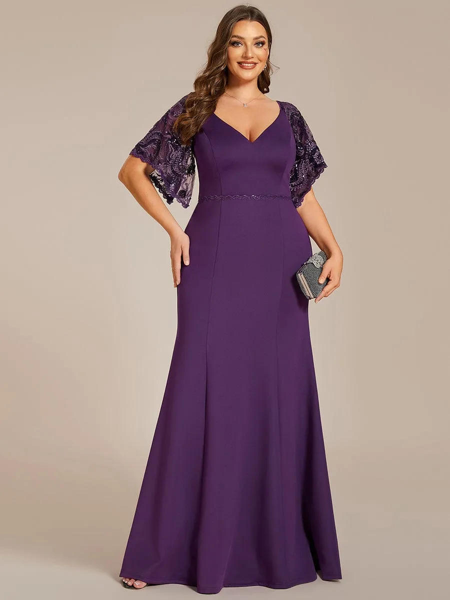 Cecil | Elegant Plus Size V Neck Fishtail Evening Dress for Women