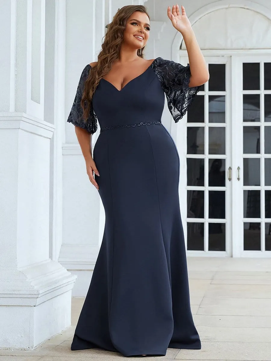 Cecil | Elegant Plus Size V Neck Fishtail Evening Dress for Women