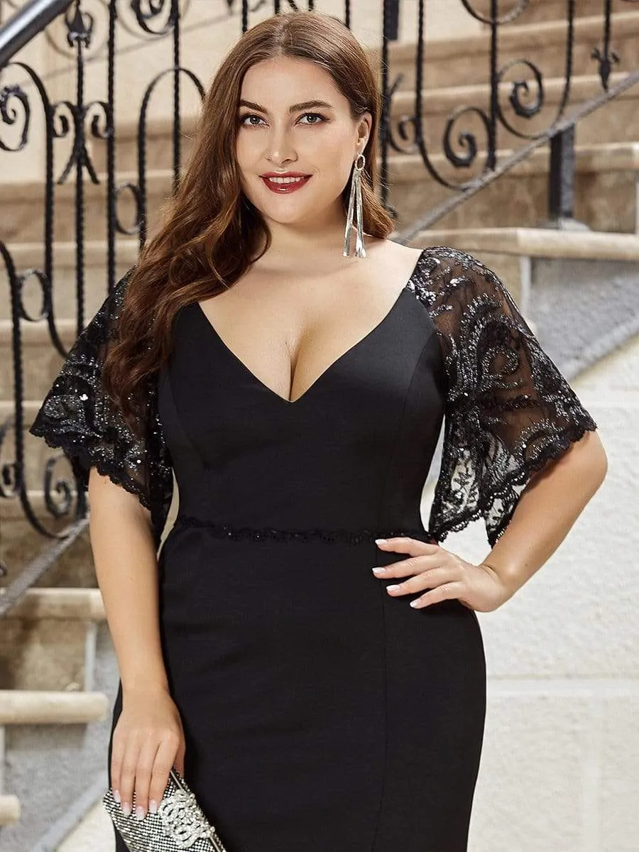 Cecil | Elegant Plus Size V Neck Fishtail Evening Dress for Women