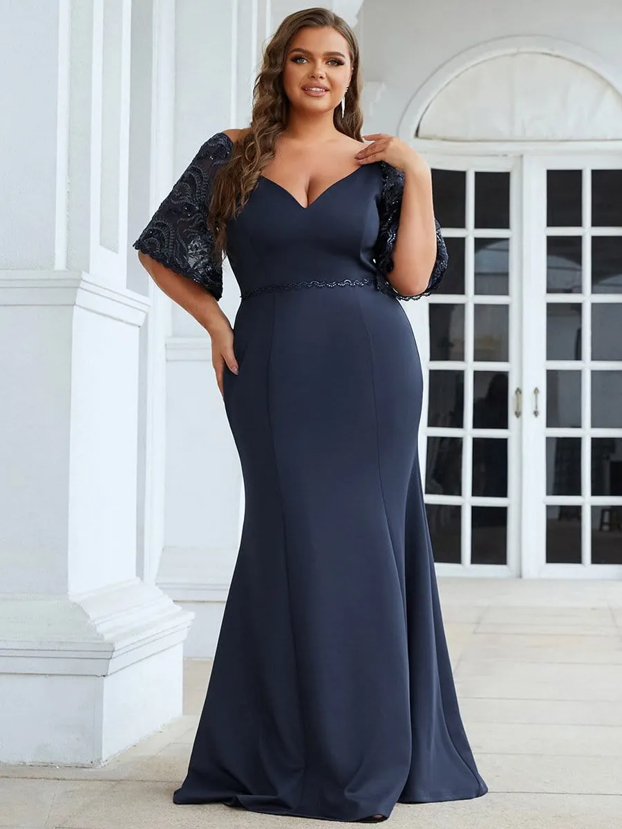 Cecil | Elegant Plus Size V Neck Fishtail Evening Dress for Women