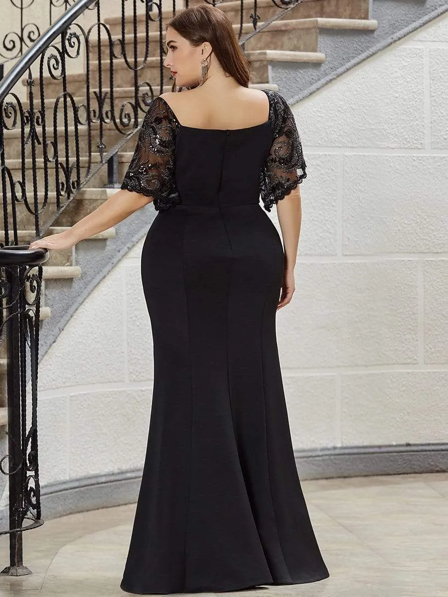 Cecil | Elegant Plus Size V Neck Fishtail Evening Dress for Women