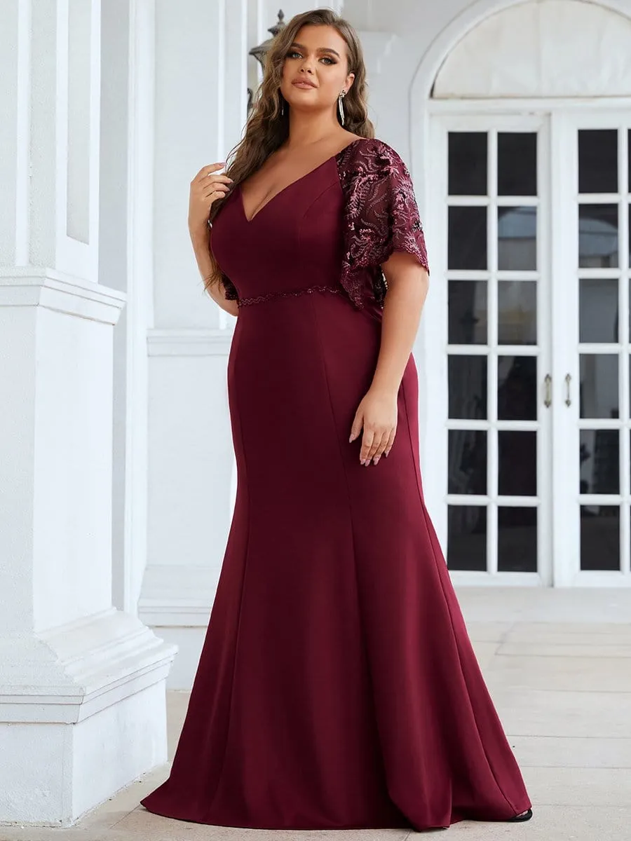 Cecil | Elegant Plus Size V Neck Fishtail Evening Dress for Women