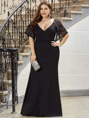 Cecil | Elegant Plus Size V Neck Fishtail Evening Dress for Women