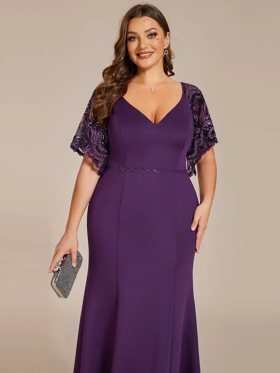 Cecil | Elegant Plus Size V Neck Fishtail Evening Dress for Women