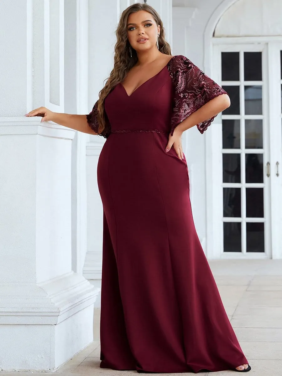 Cecil | Elegant Plus Size V Neck Fishtail Evening Dress for Women