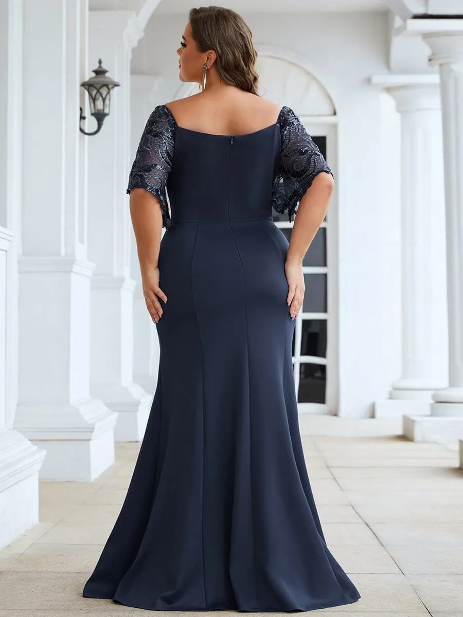 Cecil | Elegant Plus Size V Neck Fishtail Evening Dress for Women