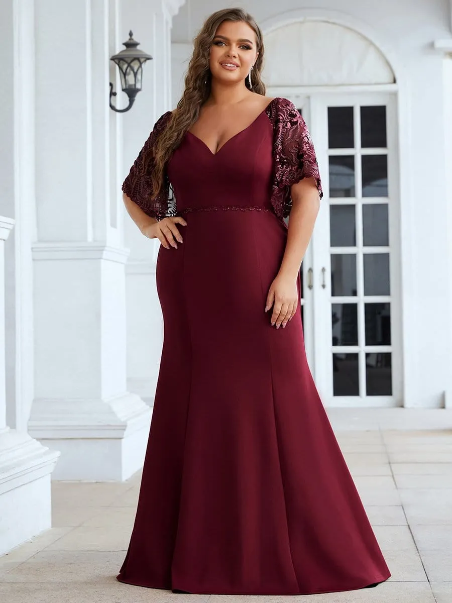 Cecil | Elegant Plus Size V Neck Fishtail Evening Dress for Women