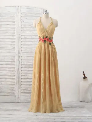 Champagne Chiffon Long Prom Dress Chiffon Evening Dress