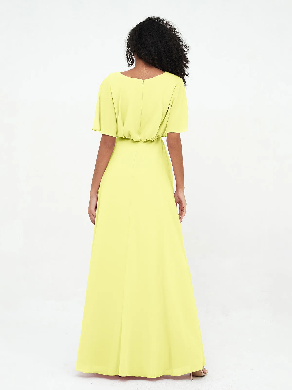 Chiffon Full Length Bridesmaid Dresses with Wrap Daffodil