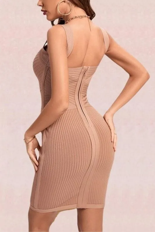 Ciara Bandage Dress -  Tan Brown