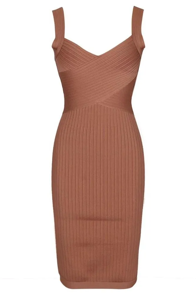 Ciara Bandage Dress -  Tan Brown