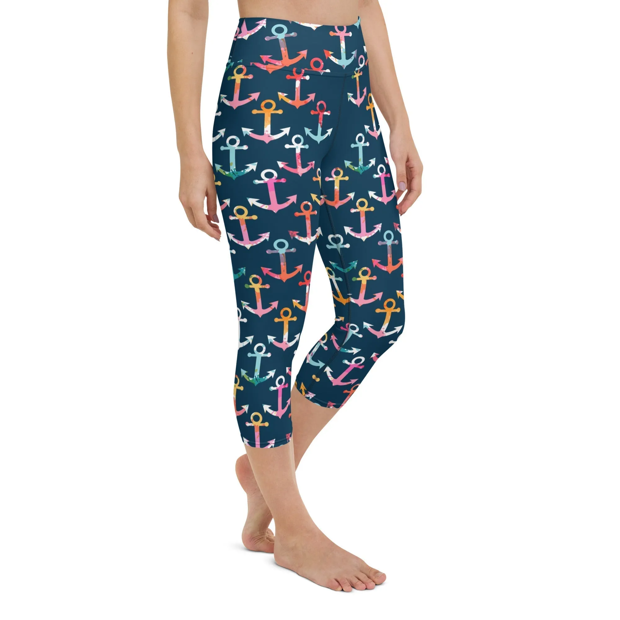 Colorful Anchor Yoga Capris