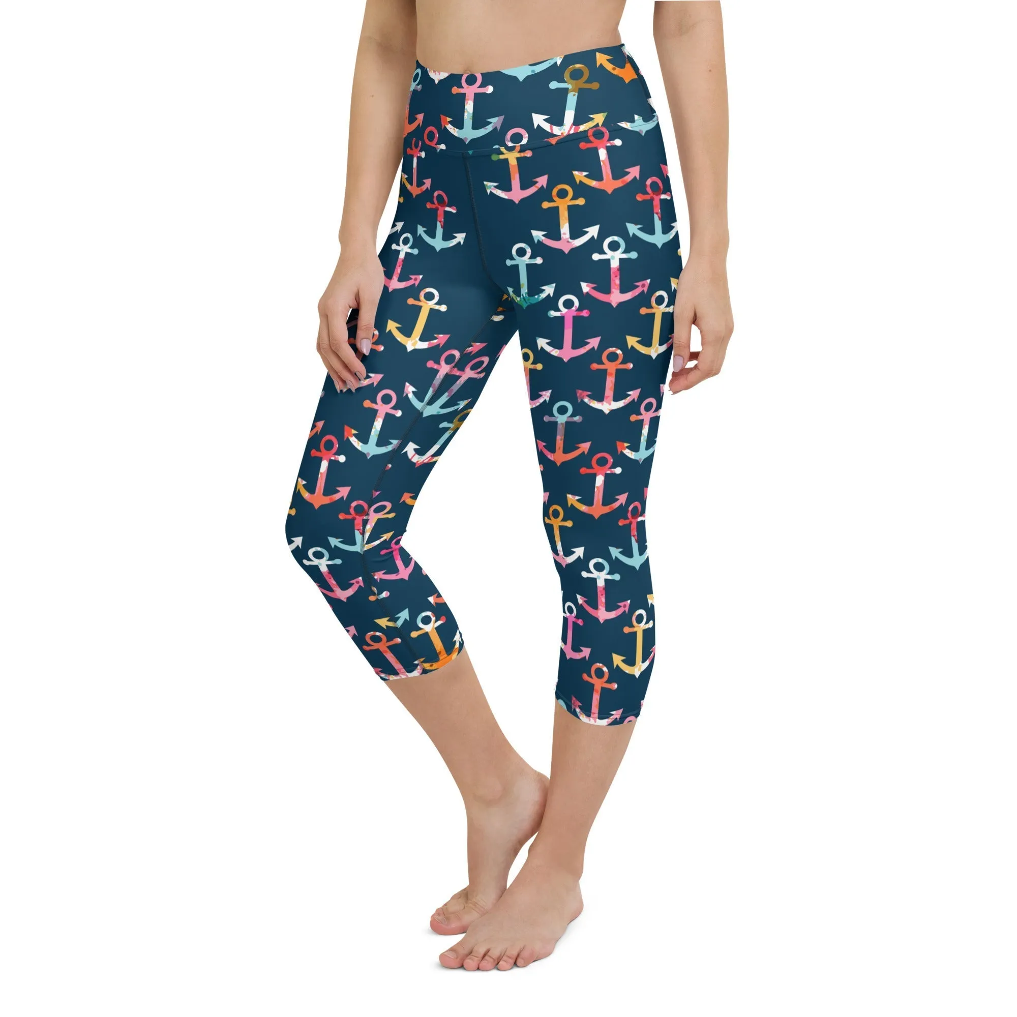 Colorful Anchor Yoga Capris