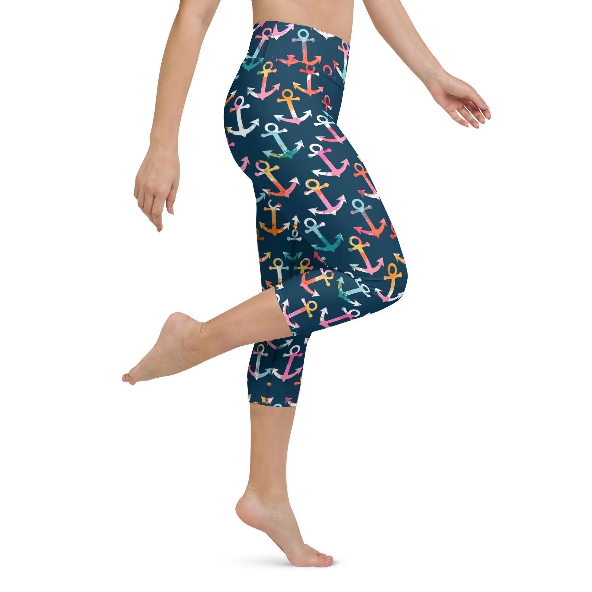 Colorful Anchor Yoga Capris