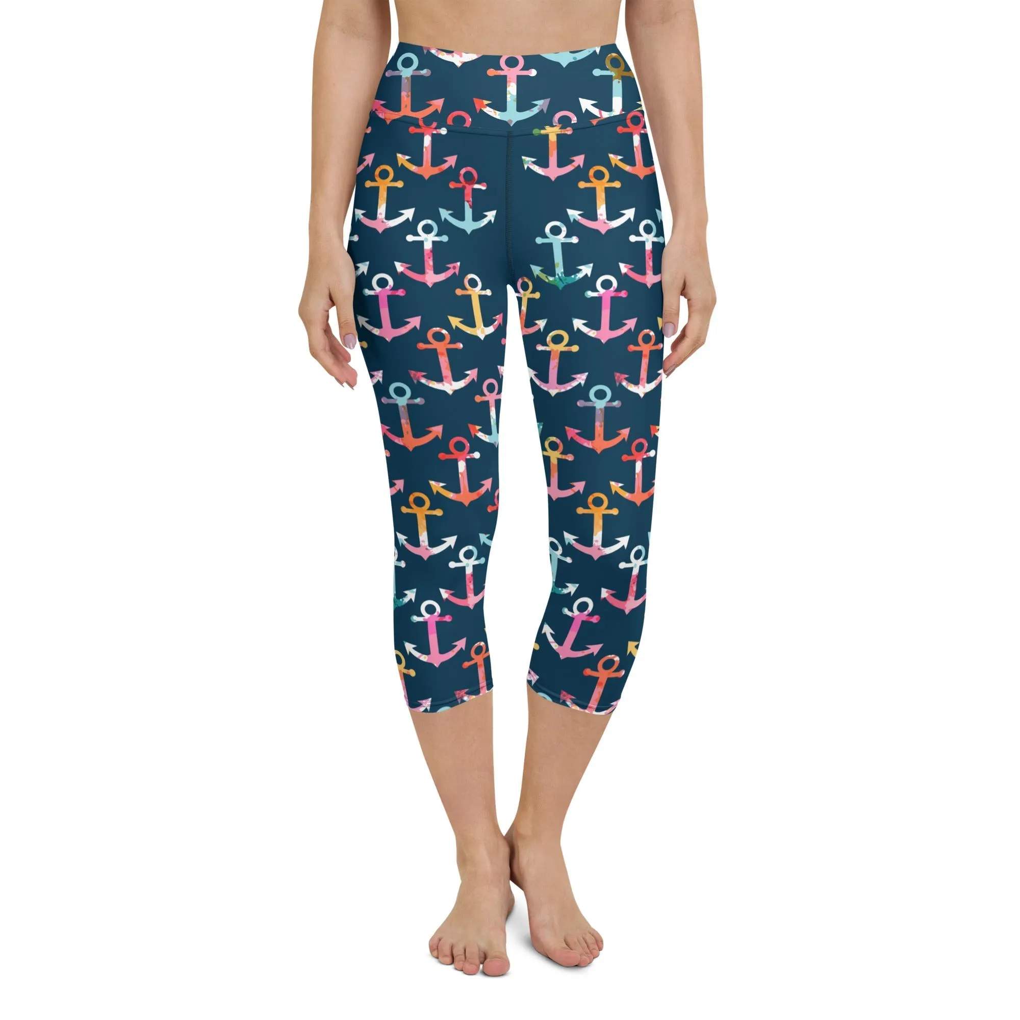 Colorful Anchor Yoga Capris