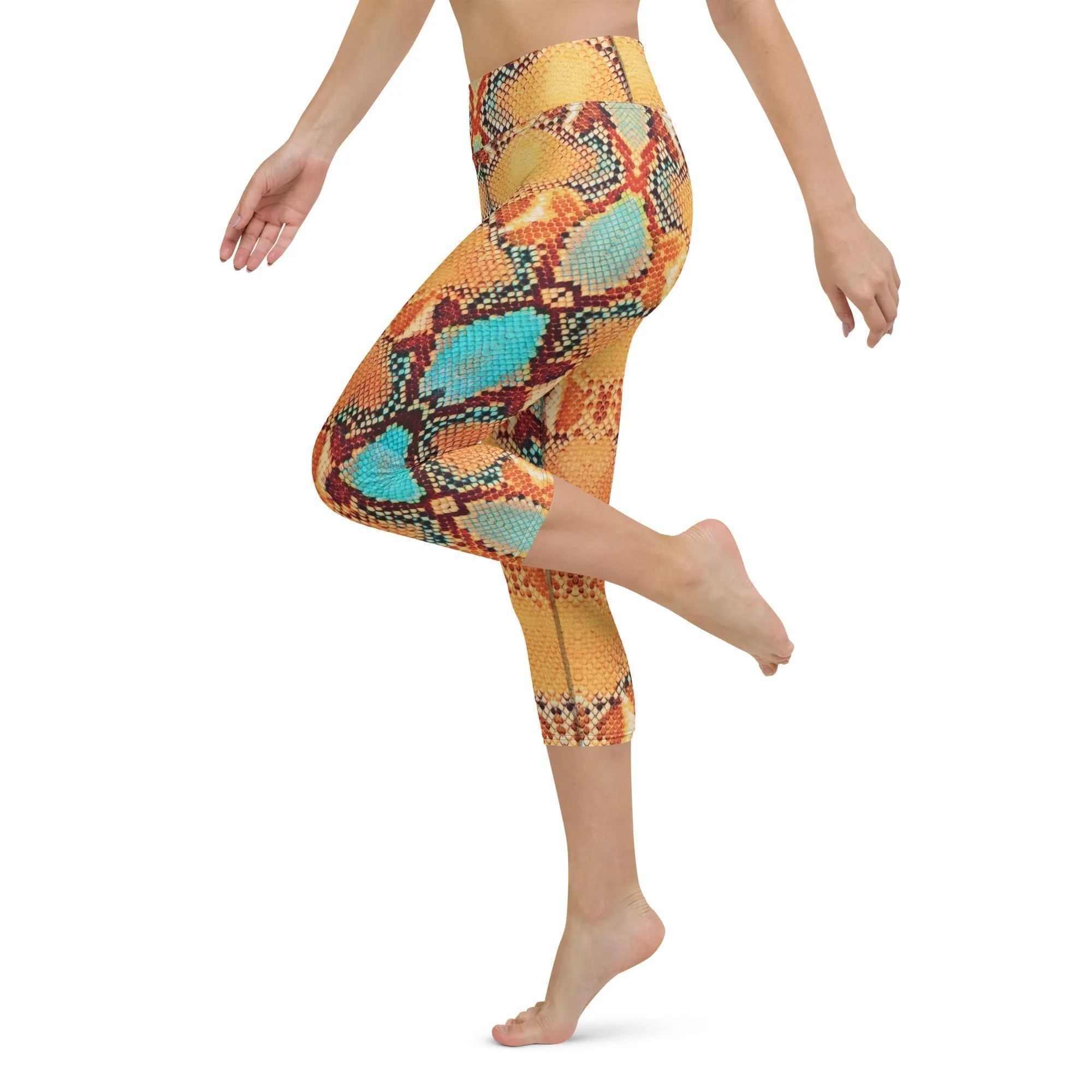 Colorful Snake Pattern Yoga Capris