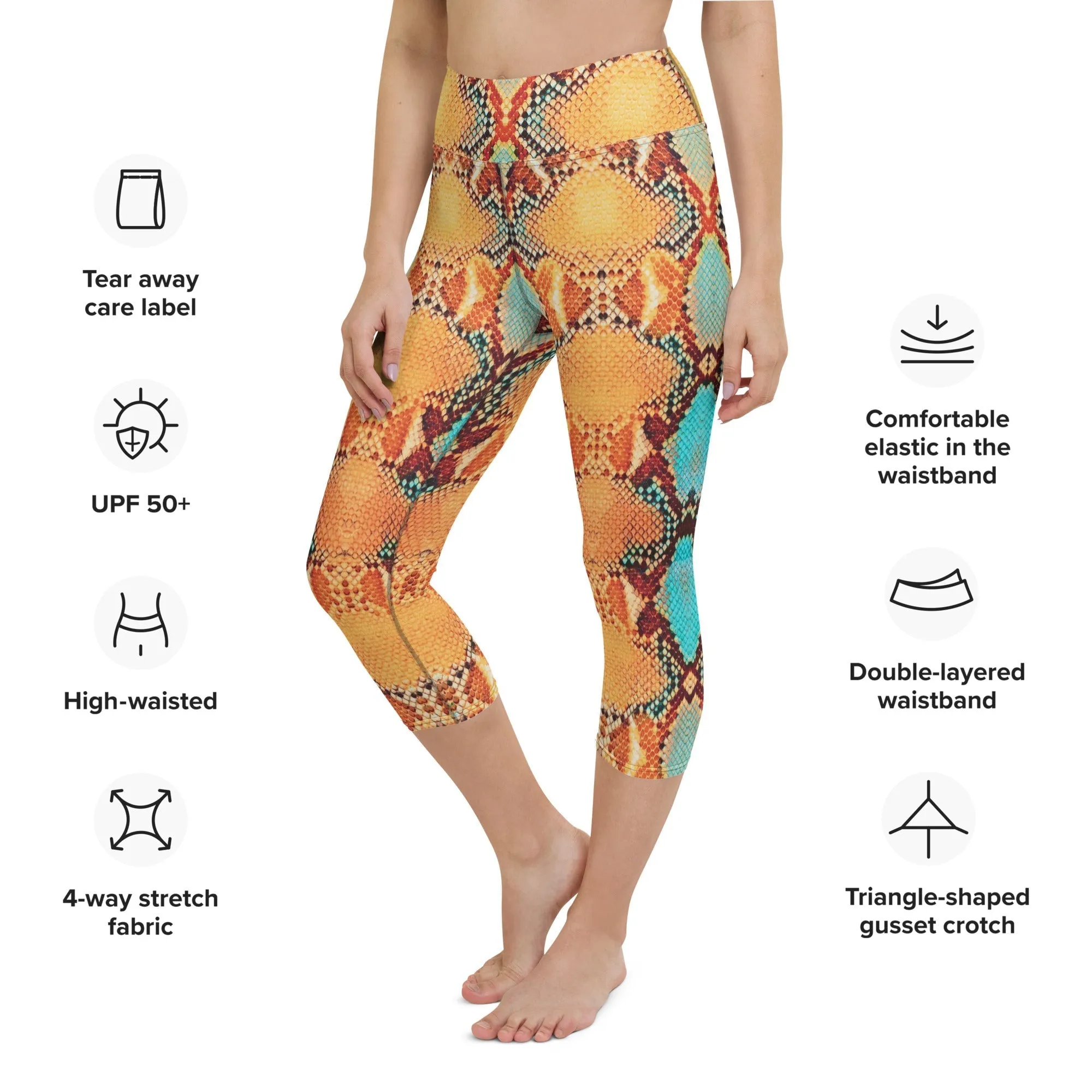 Colorful Snake Pattern Yoga Capris