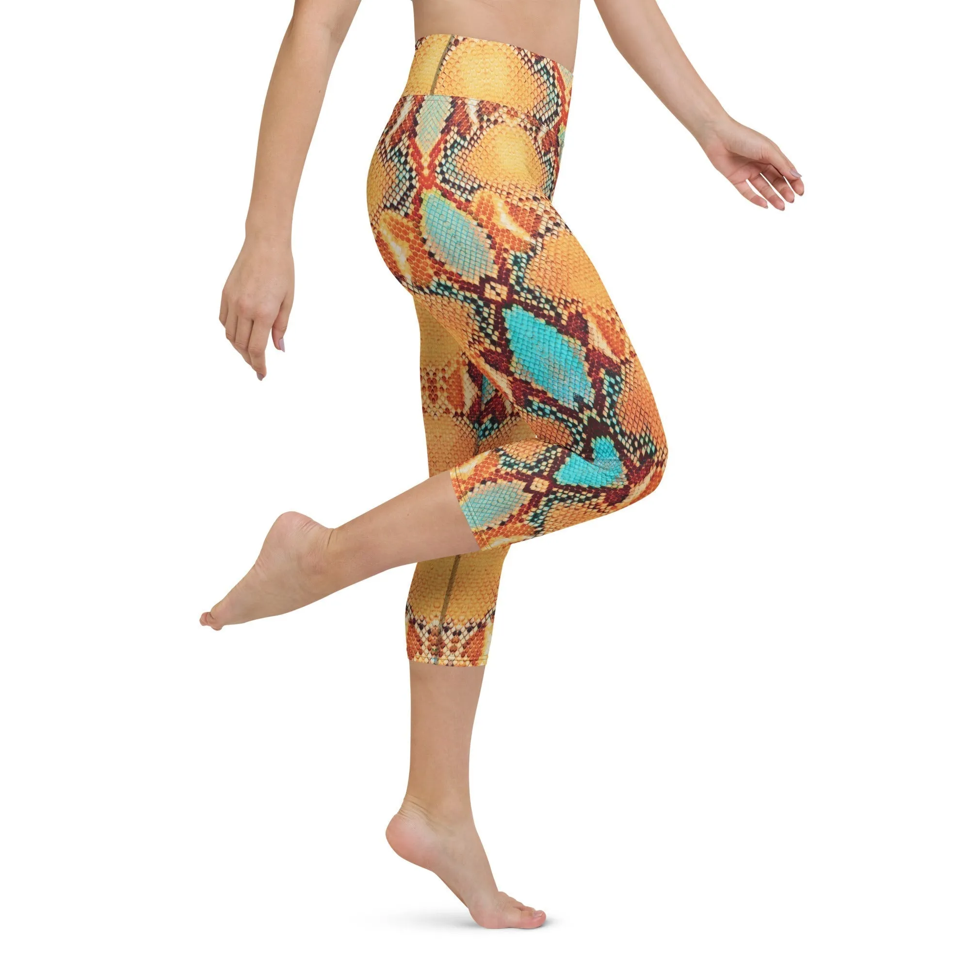 Colorful Snake Pattern Yoga Capris