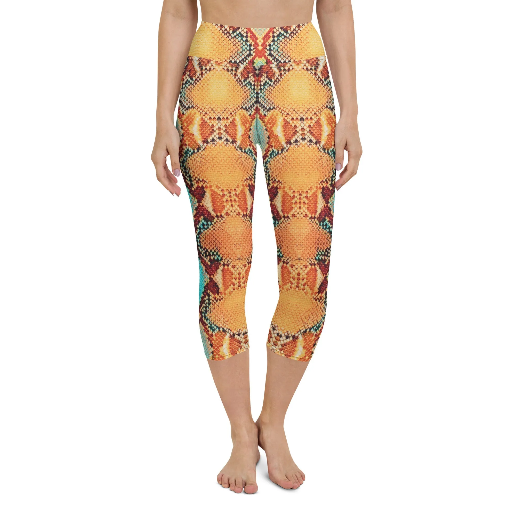 Colorful Snake Pattern Yoga Capris