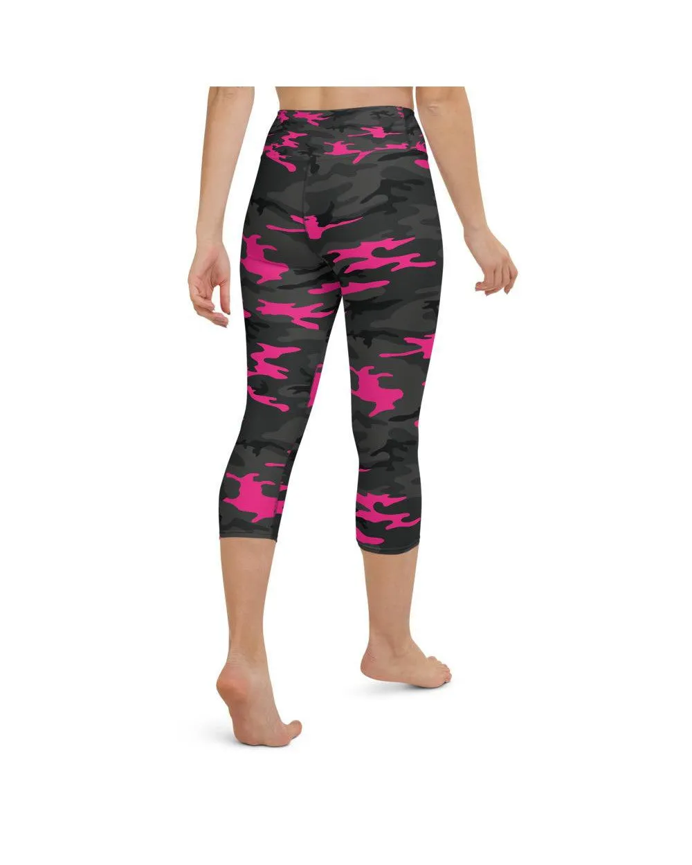 Dark Pink Camo Yoga Capris