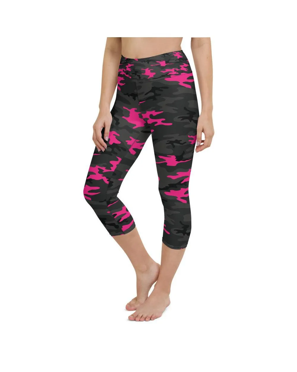 Dark Pink Camo Yoga Capris