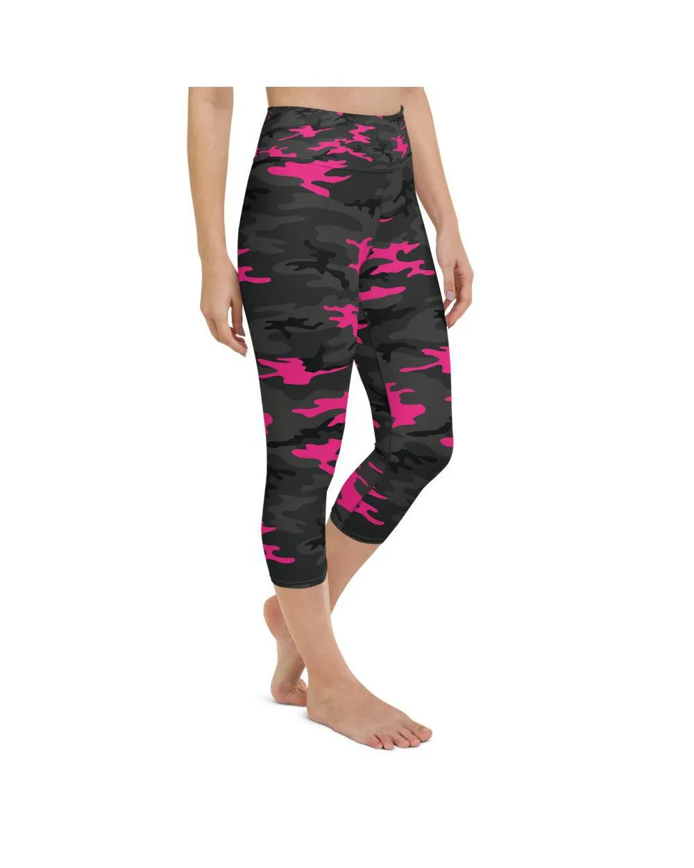 Dark Pink Camo Yoga Capris