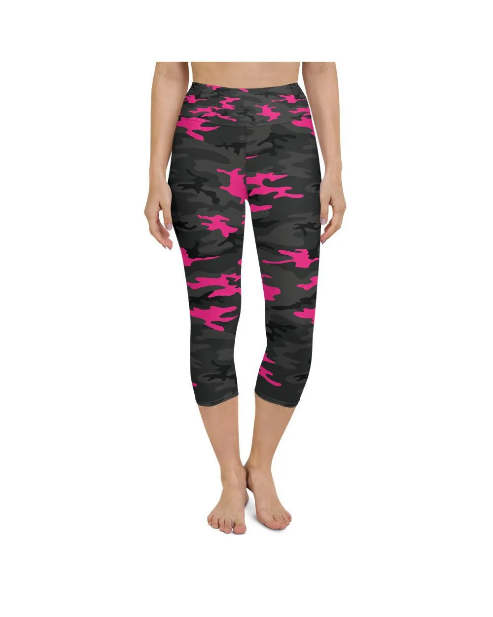 Dark Pink Camo Yoga Capris