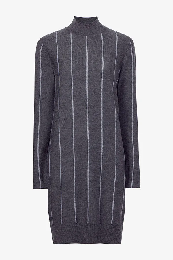 Effy Dress - Braided Stripe :: Charcoal / Ivory