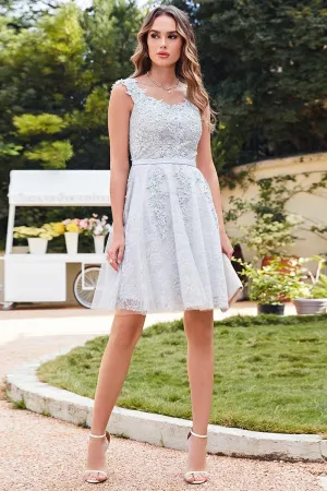 Elegant A-Line Scoop Sleeveless Lace Prom Dresses