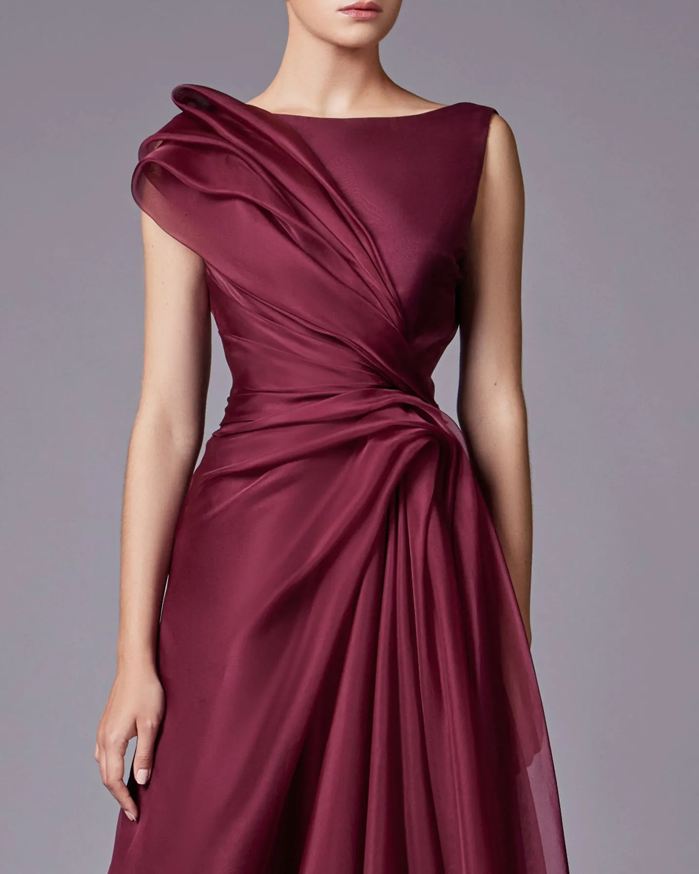 Elegant Burgundy A-Line Evening Dress SF083